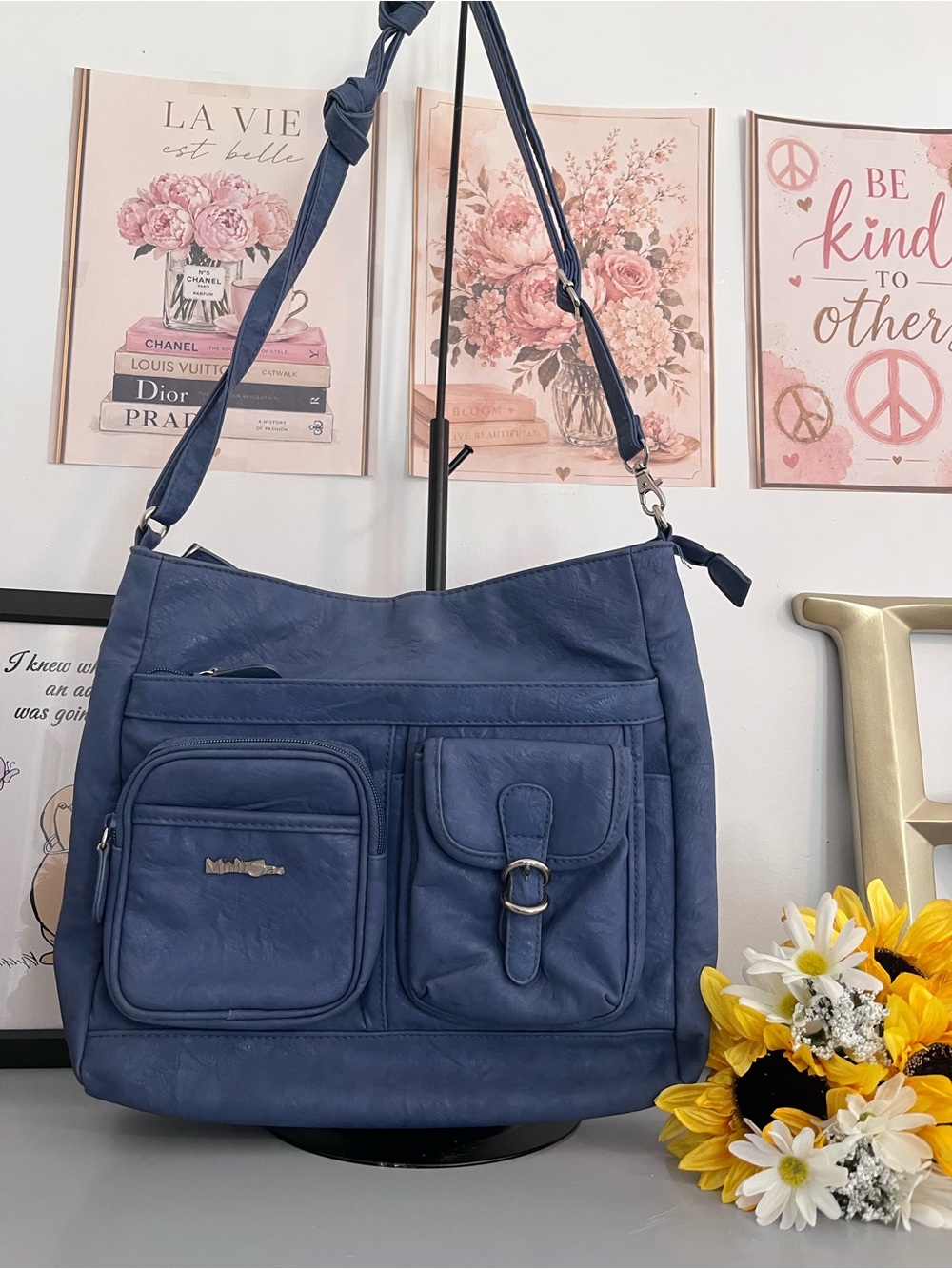 MultiSac Blue Multi Pocket Shoulder Crossbody Bag